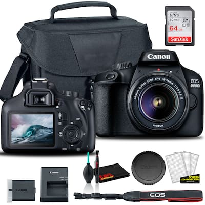 Canon EOS 4000D DSLR Camera with 18 55mm Lens + EOS Bag + Sandisk Canon EOS 4000D DSLR Camera with 18 55mm Lens + EOS Bag + Sandisk