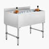 Front. VEVOR - Commercial Ice Bin, 134.7 Qt Max Capacity, 36 x 24 x 33 Inch Stainless Steel Ice Chest with Sliding Lid - Silver.