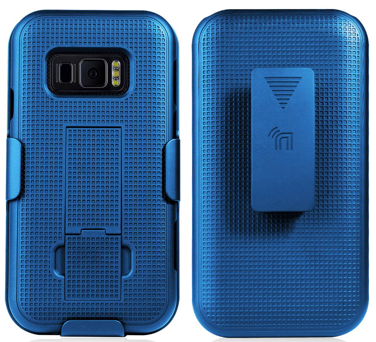 Alt View 2. Nakedcellphone - Case with Stand and Belt Clip Holster for Samsung Galaxy XCover FieldPro - Blue.