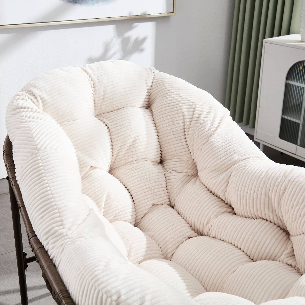 Alt View 1. Loheer - Loheer Outdoor Rattan Rocking Chair Padded Cushion Rocker Recliner Oversized Egg Chair for Patio Porch Living Room White - White.