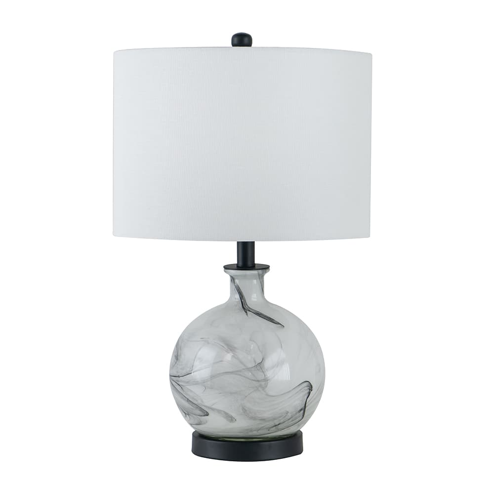 Left. Luckbyte - 14x14x23 Inch White Grey Glass Table Lamp.