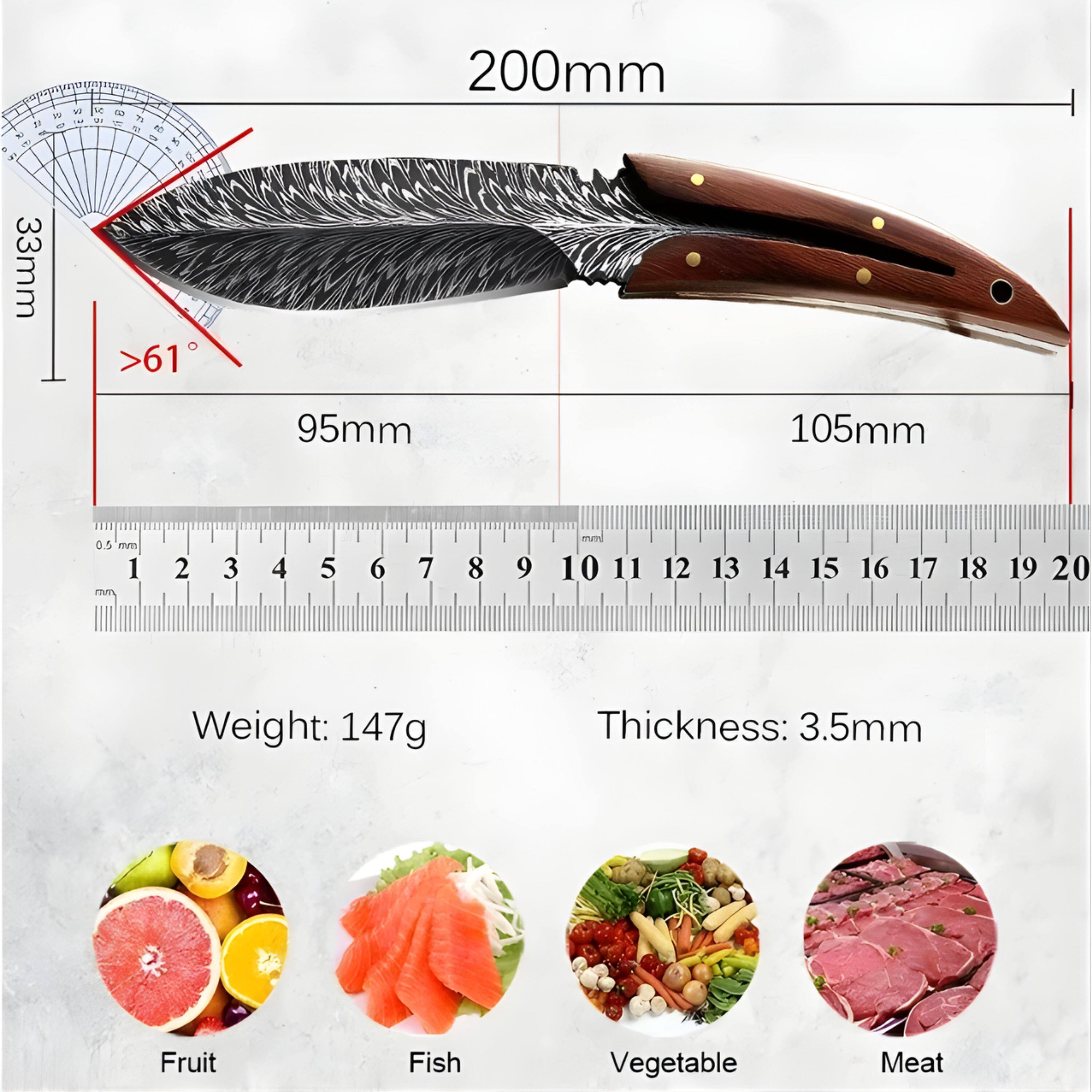 - A 33mm W - R : f T 1 a - M - i F >61 200mm 95mm 105mm 0.5 mm 1 mm 2 3 4 5 6 7 8 9 muTs 10 11 12 13 14 15 16 17 18 19 20
- Weight: 147g
- Thickness: 3.5mm
- Fruit
- Fish
- Vegetable
- Meat