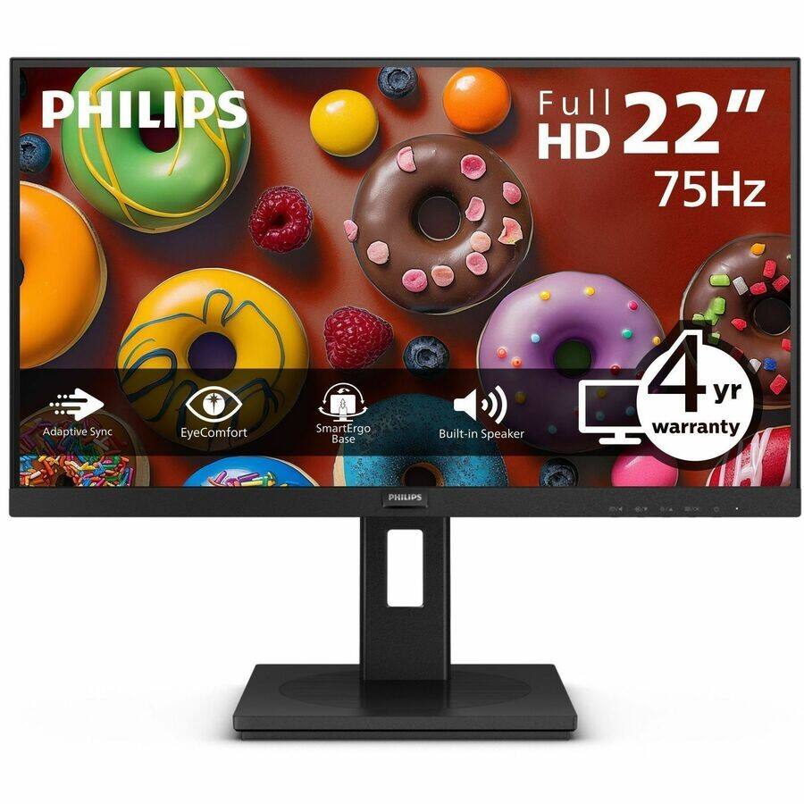 PHILIPS Full HD 22" 75Hz Adaptive Sync EyeComfort SmartErgo Base Built-in Speaker 4 yr warranty