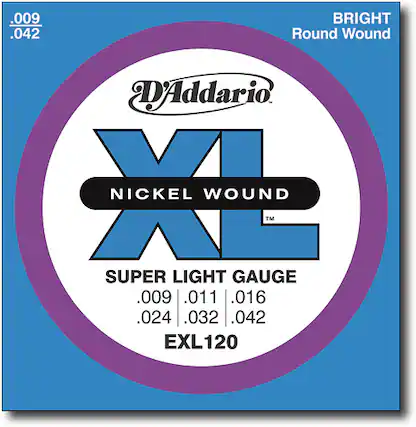 Front. D'Addario - Super Light XL Electric Guitar Strings - Silver.