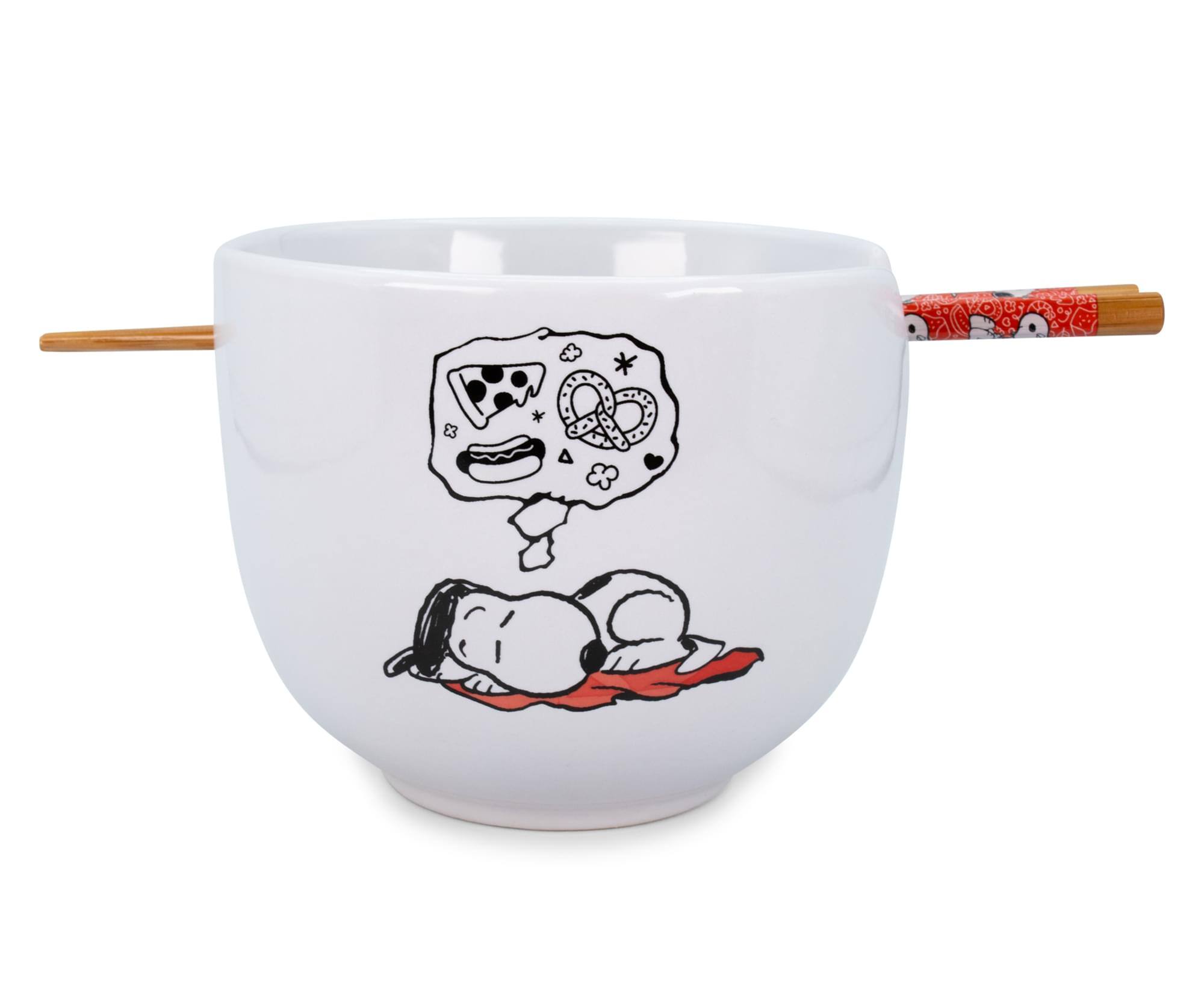 Alt View 1. Silver Buffalo - Peanuts "Munch Time" 20-Ounce Ceramic Ramen Bowl and Chopstick Set - White.