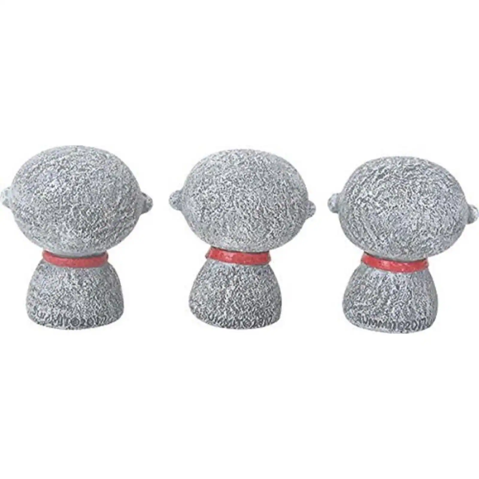 Left. Pacific Trading - Jizo Monks with Red Bibs Figurines Set of 3 Buddhism Ksitigarbha Bodhisattva 2.5 inch - Grey.