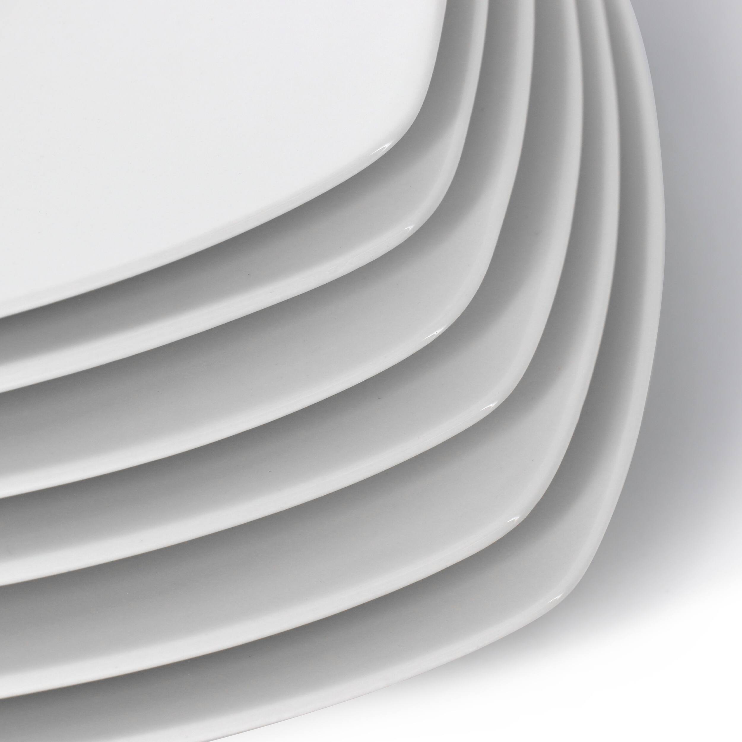 Alt View 4. Elama - Elama 12 Piece Square Porcelain Large Dinner Plates in White - White.