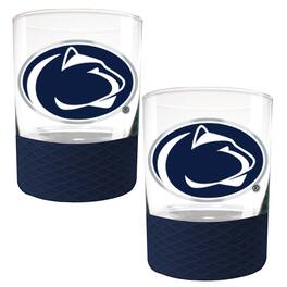 Great American Products - Penn State Nittany Lions 2-Pack 14oz. Rocks Glass Set with Silcone Grip - Blue