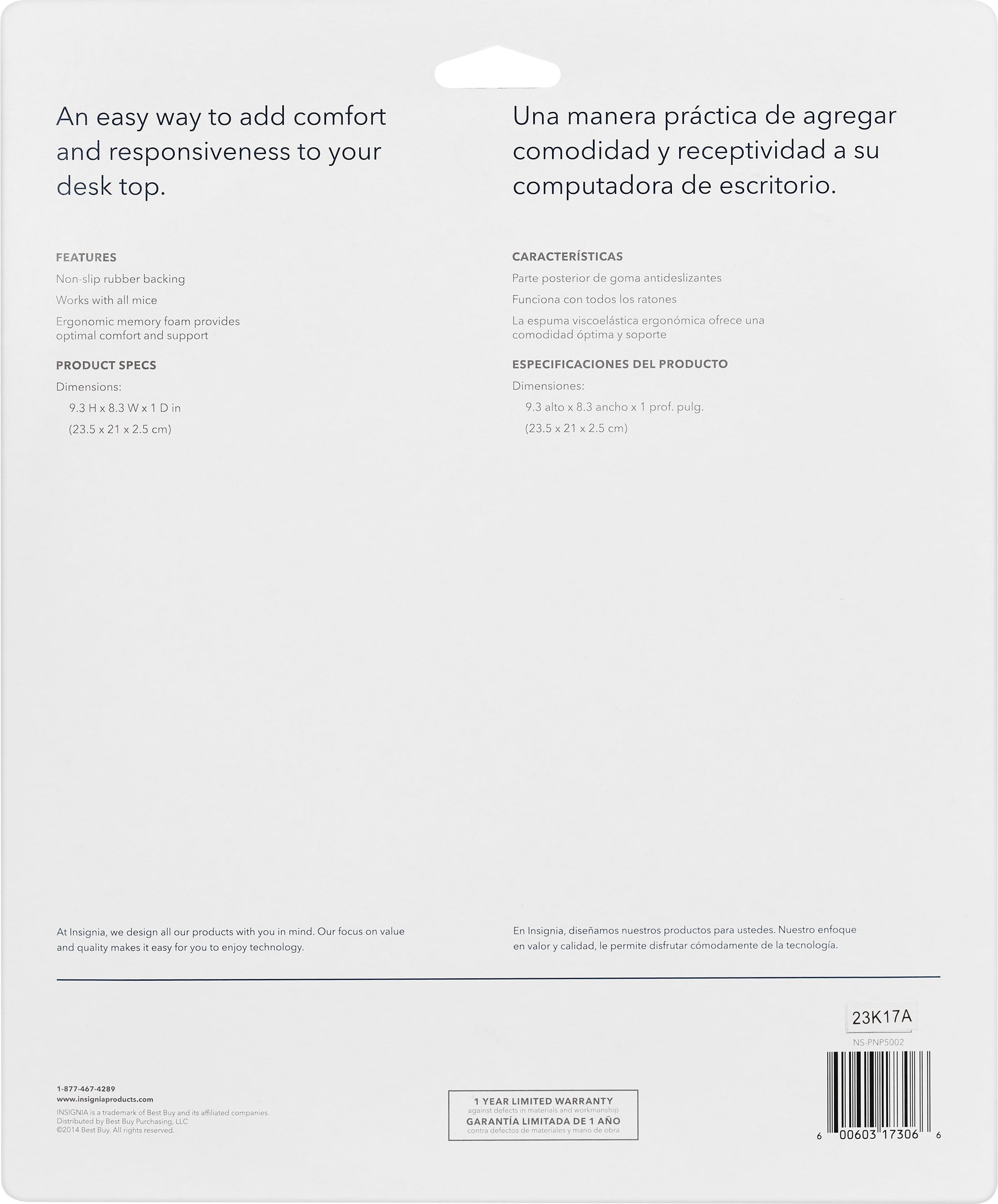 Alt View 12. Insignia™ - Mouse Pad with Memory Foam Wrist Rest - Black.