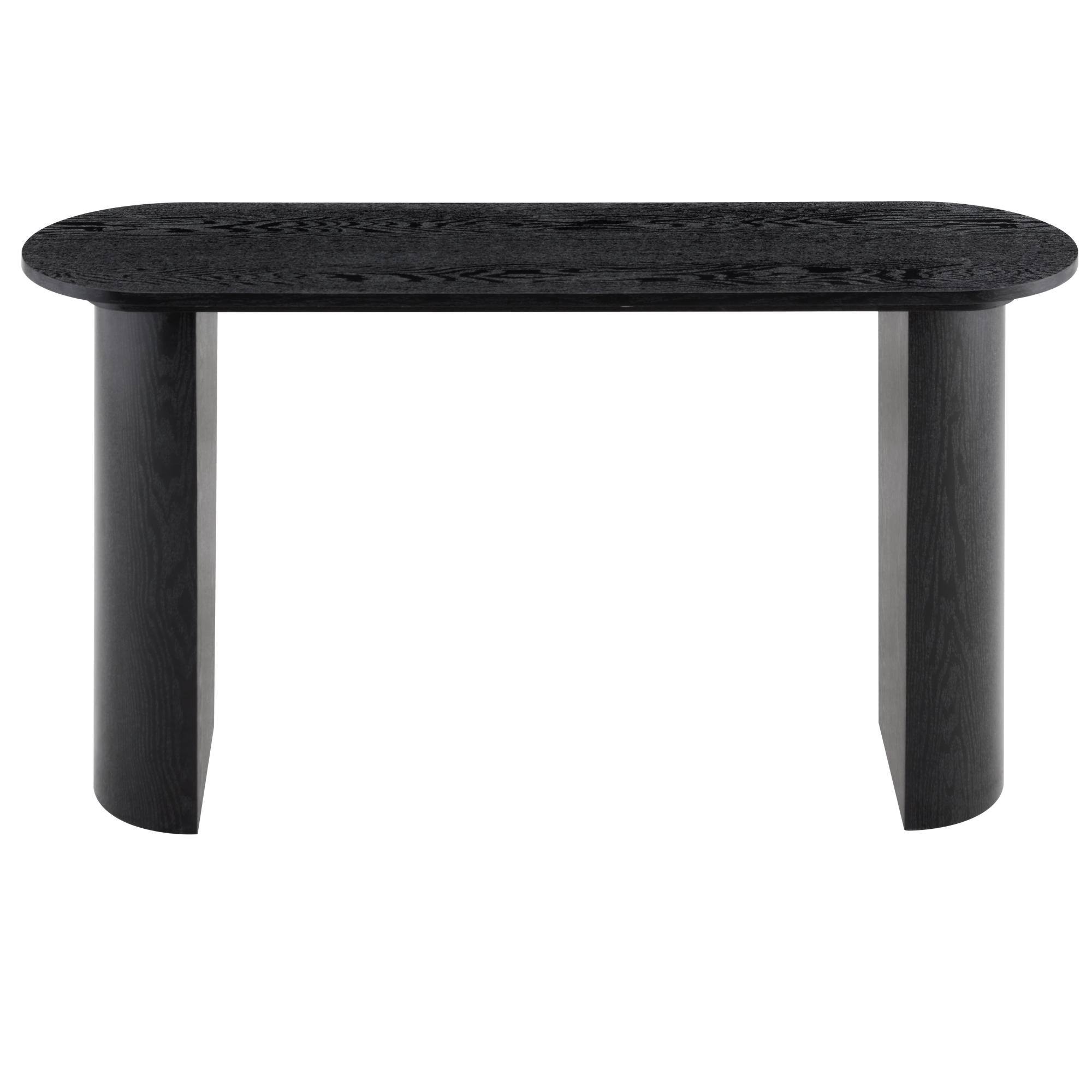 Alt View 6. Loheer - Loheer- 4.6ft Black Curved Foyer Table Minimalist Wood Grain Sofa Side Console Table for Small Entryway Spaces - Black.