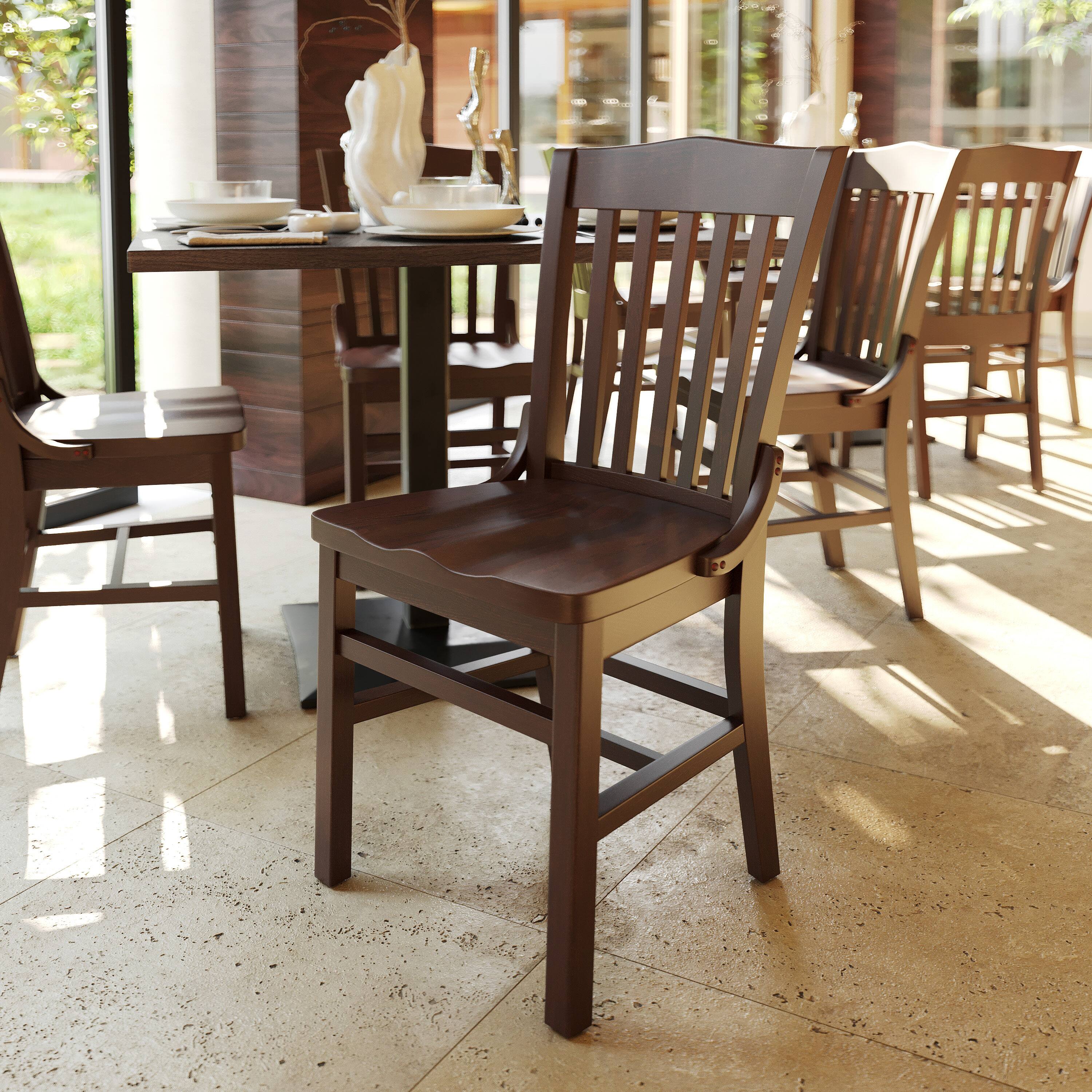 Alt View 1. Emma + Oliver - School House Back Wooden Restaurant Dining Chair - Walnut.