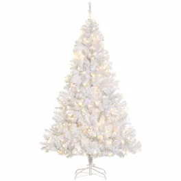 RYHNUYNE - 6FT Pre-Lit Douglas Fir Christmas Tree With 250 Warm LED Lights and 1000 Tips - White