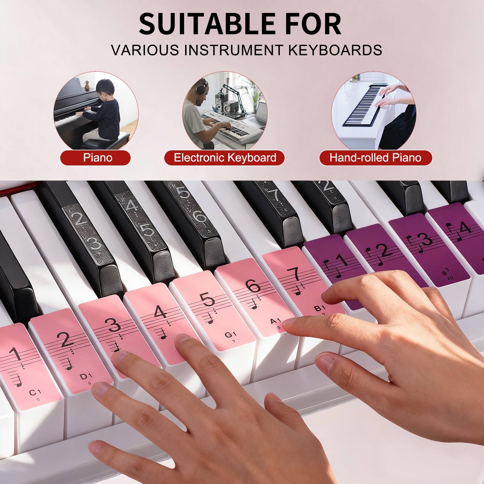 SUITABLE FOR  
VARIOUS INSTRUMENT KEYBOARDS

- Piano
- Electronic Keyboard
- Hand-rolled Piano