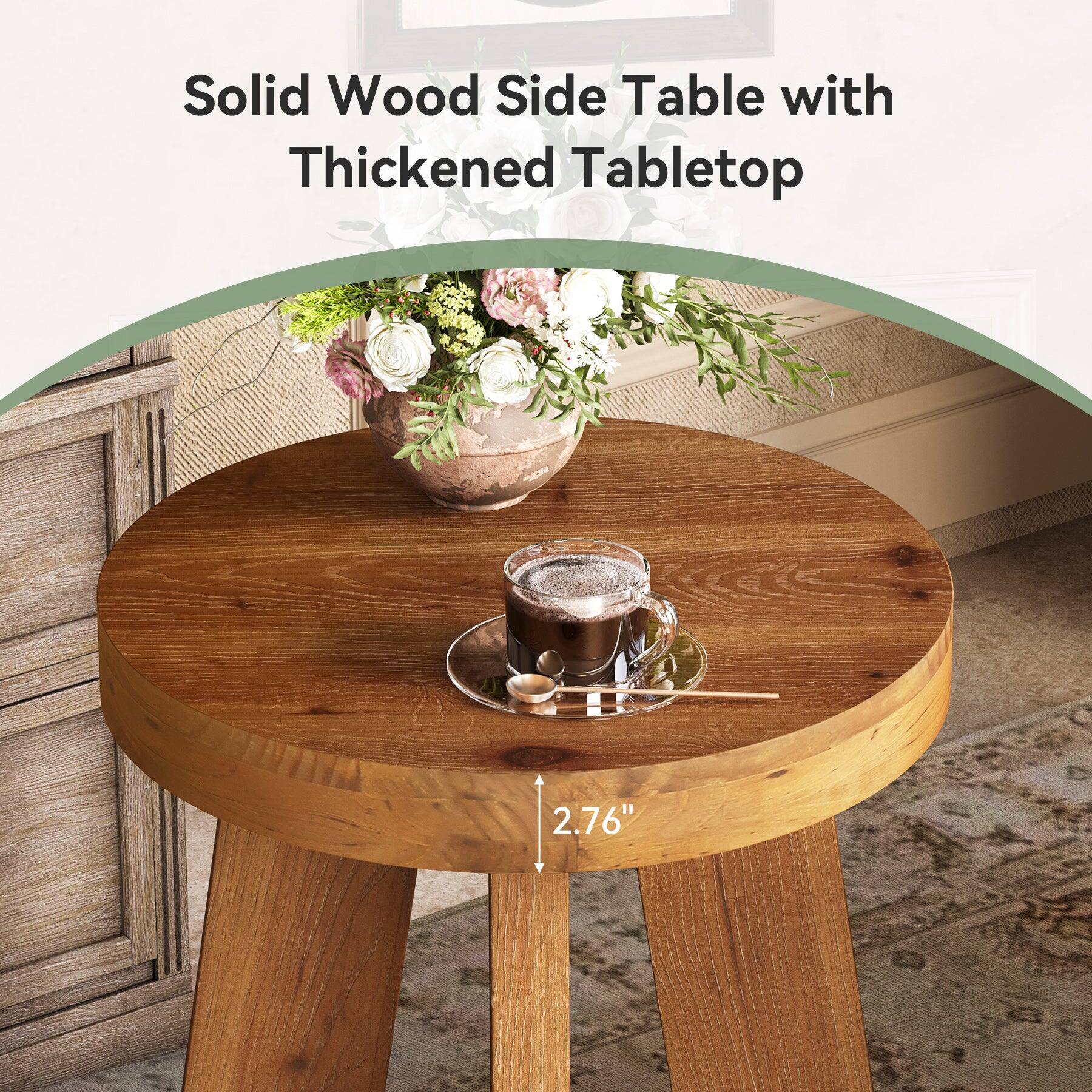 Solid Wood Side Table with Thickened Tabletop  
2.76"