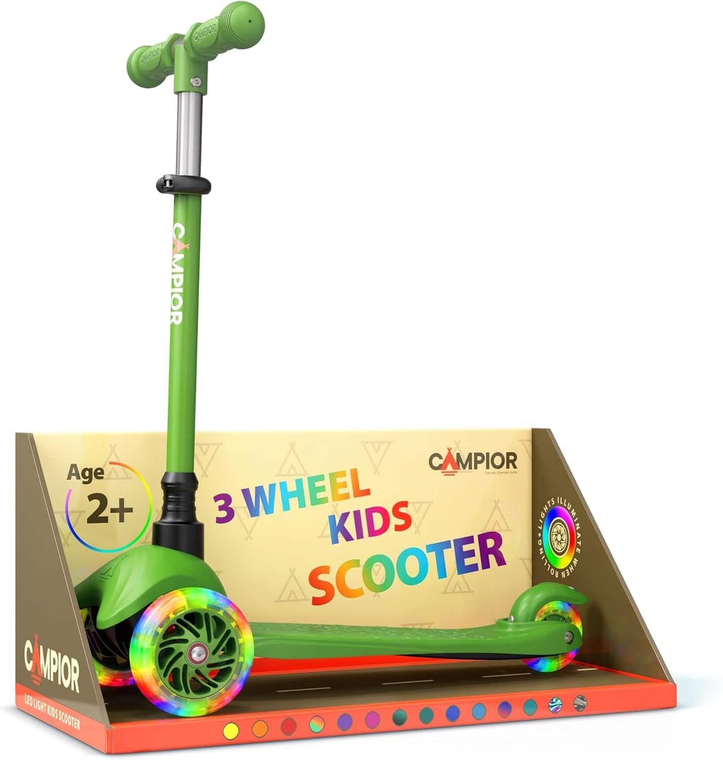 Campior Mini 3 Wheel Kids Scooter – LED Wheels, Lean to Steer