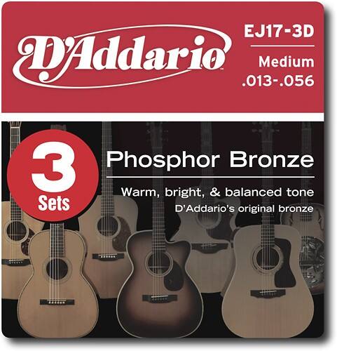 Best Buy Daddario Ej17 Phosphor Bronze Medium Gauge Acoustic Guitar Strings 3 Pack Ej17 3d 6703