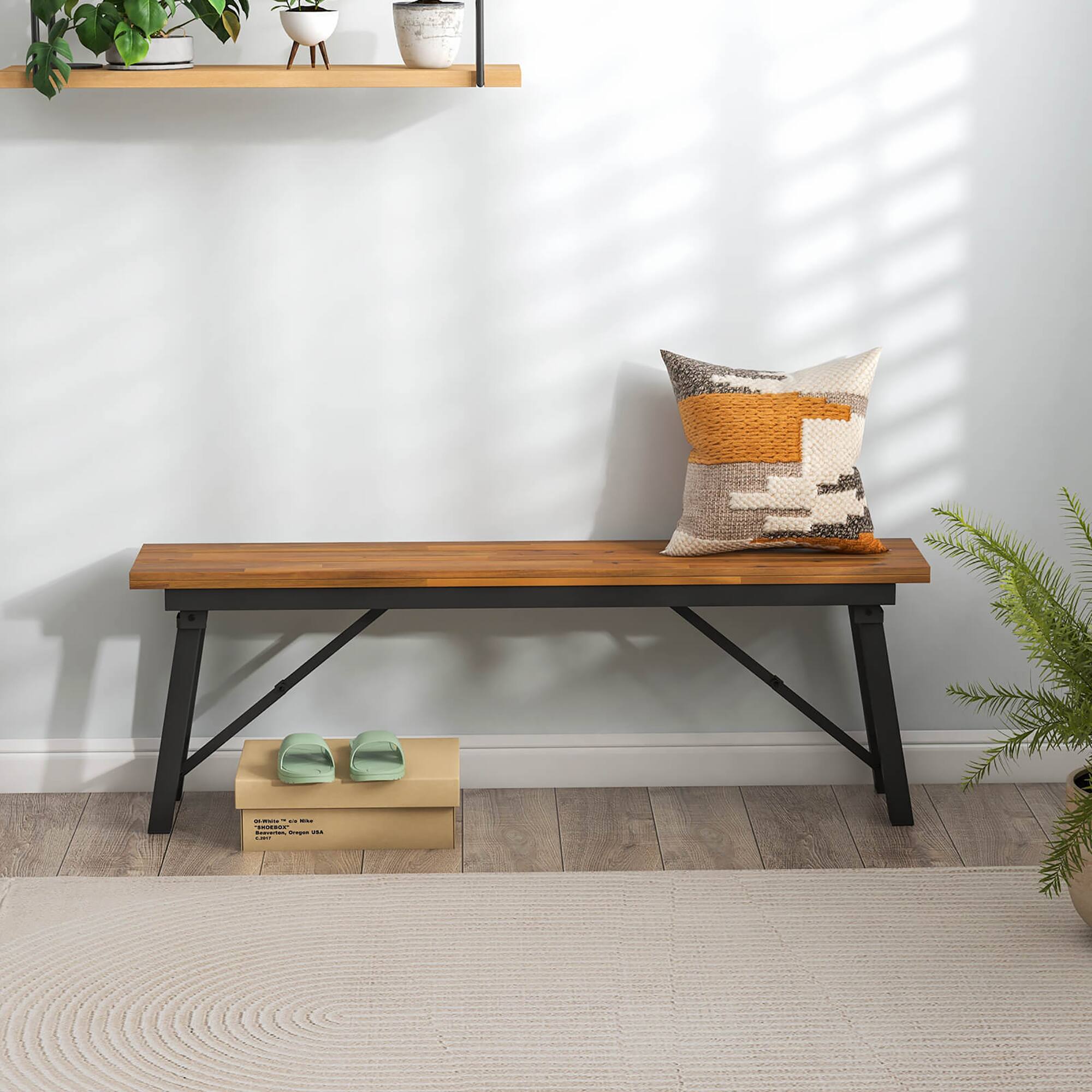 Alt View 4. Gymax - Gymax Folding Picnic Bench Set 55'' Long Rectangular Wooden Dining Camping BBQ Benches - Natural.