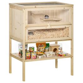 Pawhut - Wooden Hamster Cage Mice and Rat Cage Small Animals Hutch with Openable Top, Front Door, Shelf