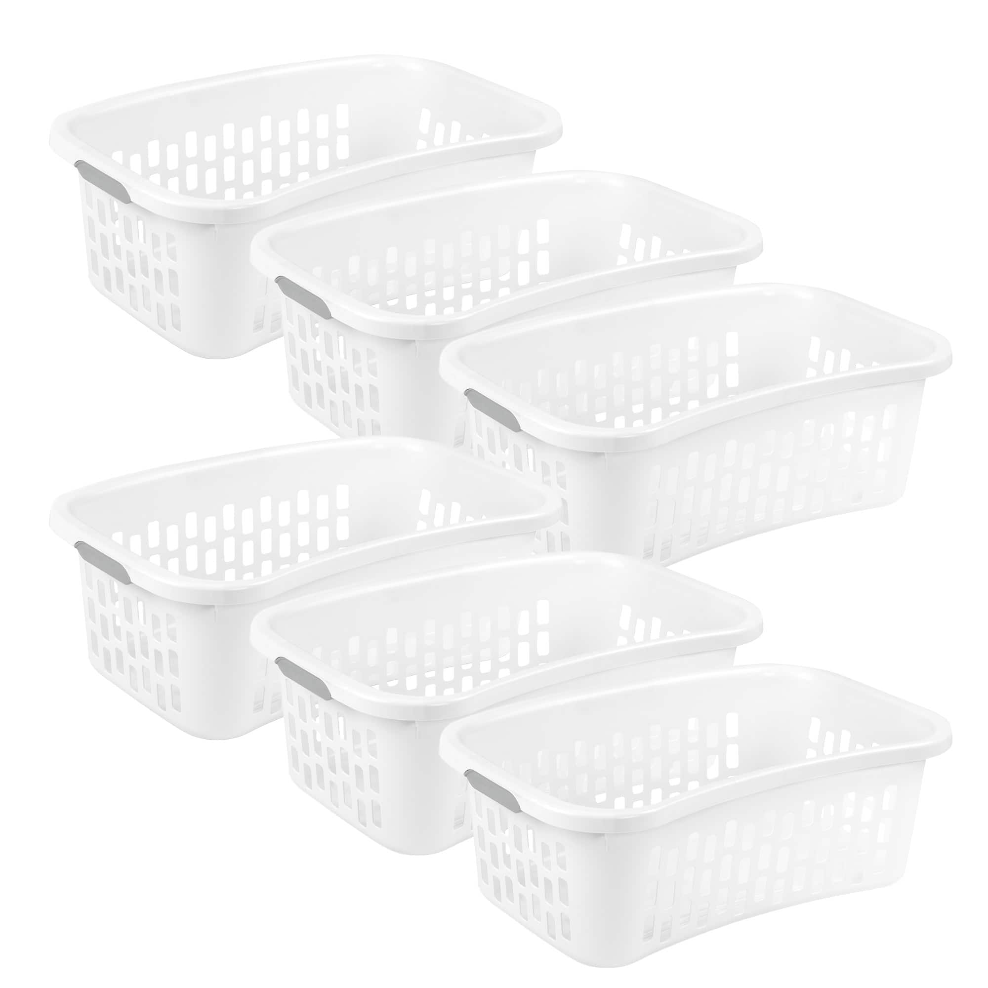 Sterilite - HipHold Laundry Basket, 1.5 Bushel Plastic Hamper, 6 Pack - White