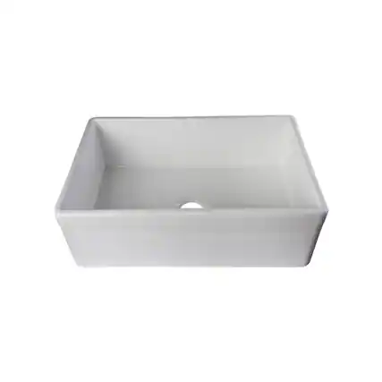 Front. Alfi - ALFI brand White 30 Decorative Lip Apron Single Bowl Fireclay Farmhouse Kitchen Sink - White.
