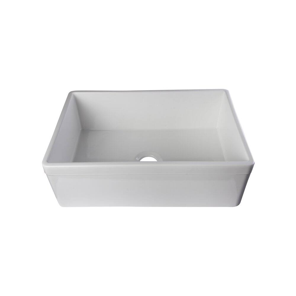 Front. Alfi - ALFI brand White 30 Decorative Lip Apron Single Bowl Fireclay Farmhouse Kitchen Sink - White.