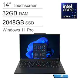 Lenovo - ThinkPad X1 Carbon Gen 12 14" FHD+ Touchscreen Laptop - Intel Core Ultra 7 with 32GB Memory -2TB SSD - Windows 11 Pro - Black