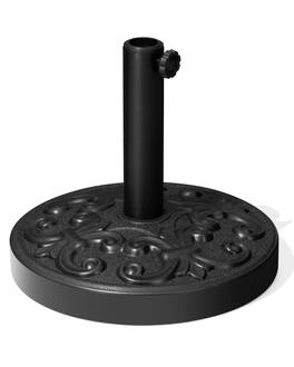 Crestlive Products - Heavy Duty Round Cement Patio Umbrella Base with Floral Pattern - Black