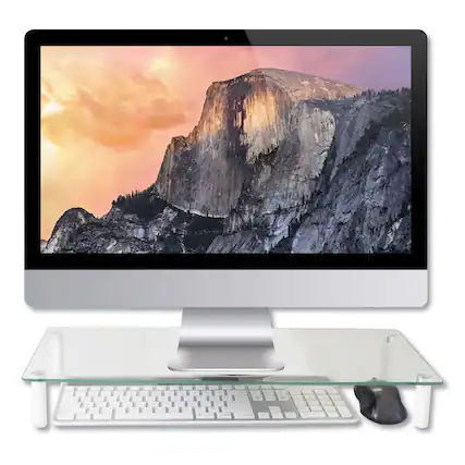 Front. KanTek - Kantek MS370 22 in. x 8.25 in. x 3.25 in. Supports 40 lbs. Glass Monitor Riser - Clear - Clear.