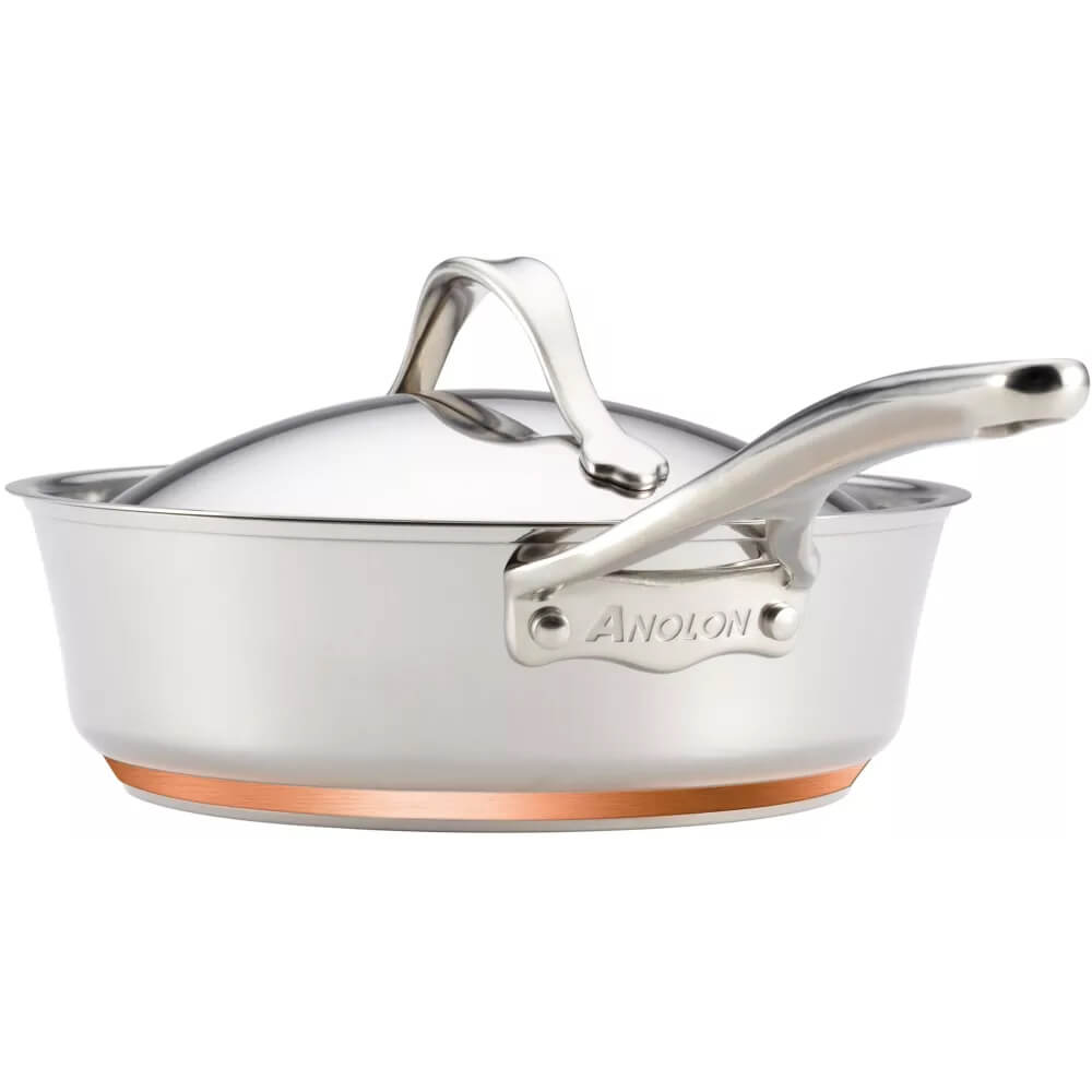 Back. Anolon - Anolon 75818 Nouvelle Copper Stainless Steel Cookware Pots and Pans Set, 10-Piece, Silver - Silver.