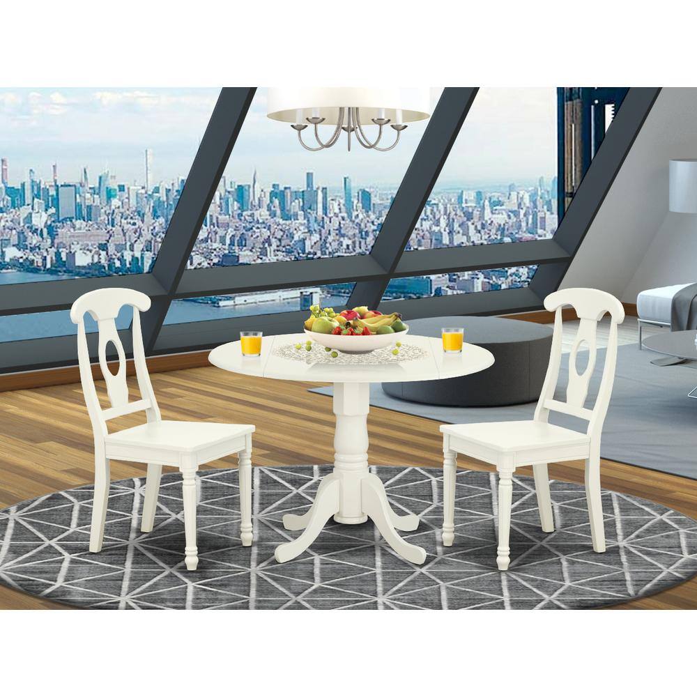 Left. East West Furniture - Dining Room Set Linen White - Brown.
