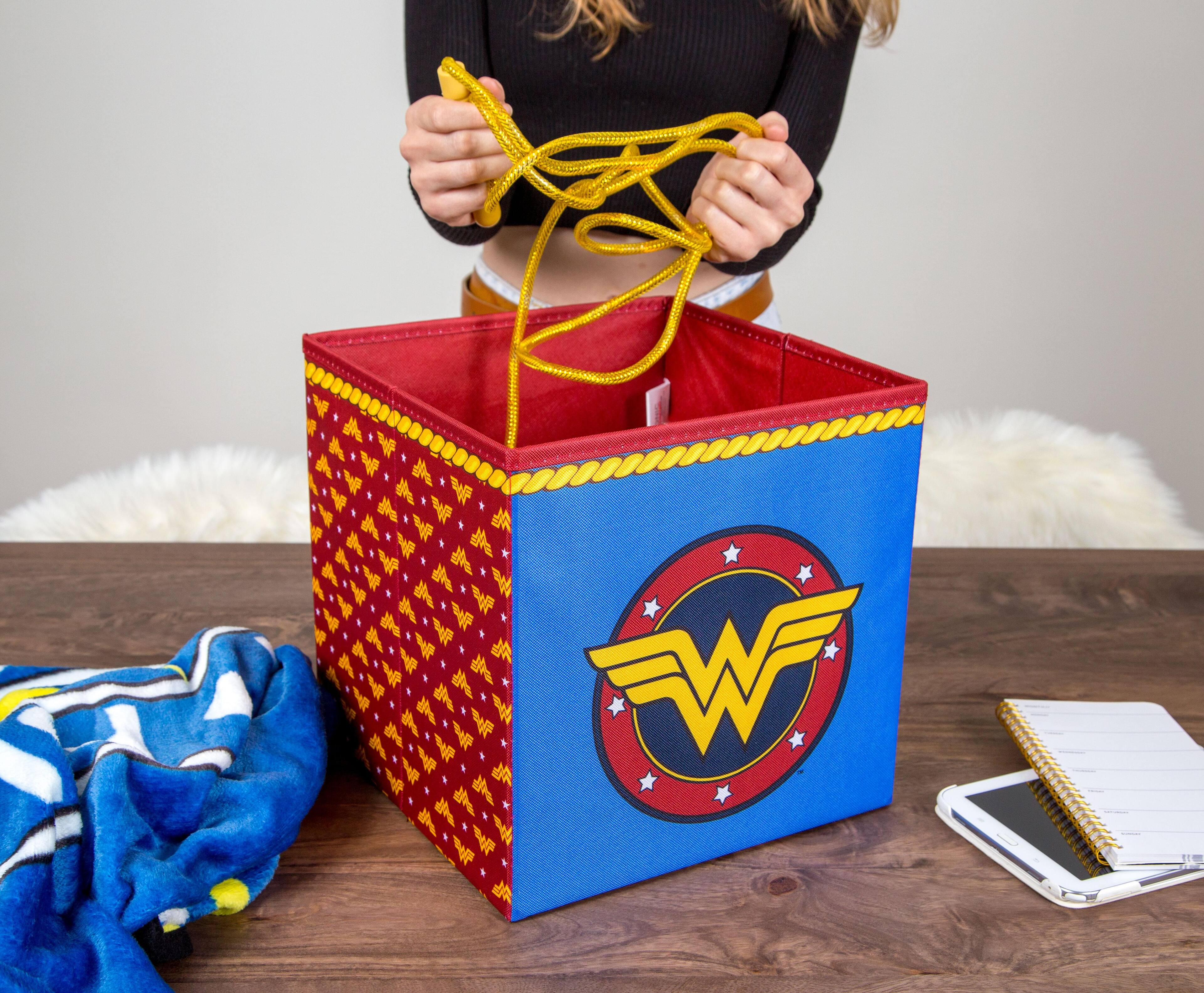 Alt View 4. Ukonic - DC Comics Wonder Woman Logo Storage Bin Cube Organizer | 11 Inches - Red.