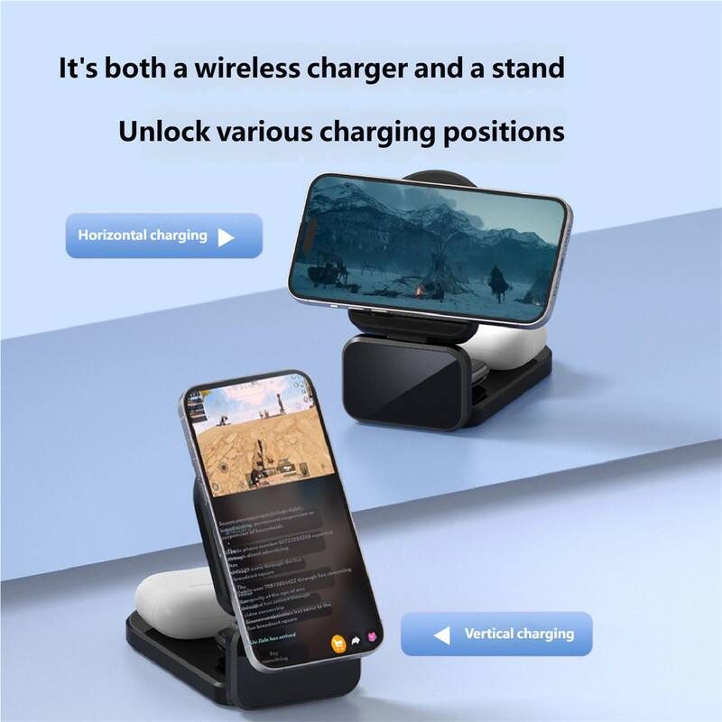 It's both a wireless charger and a stand  
Unlock various charging positions  

Horizontal charging  

Vertical charging