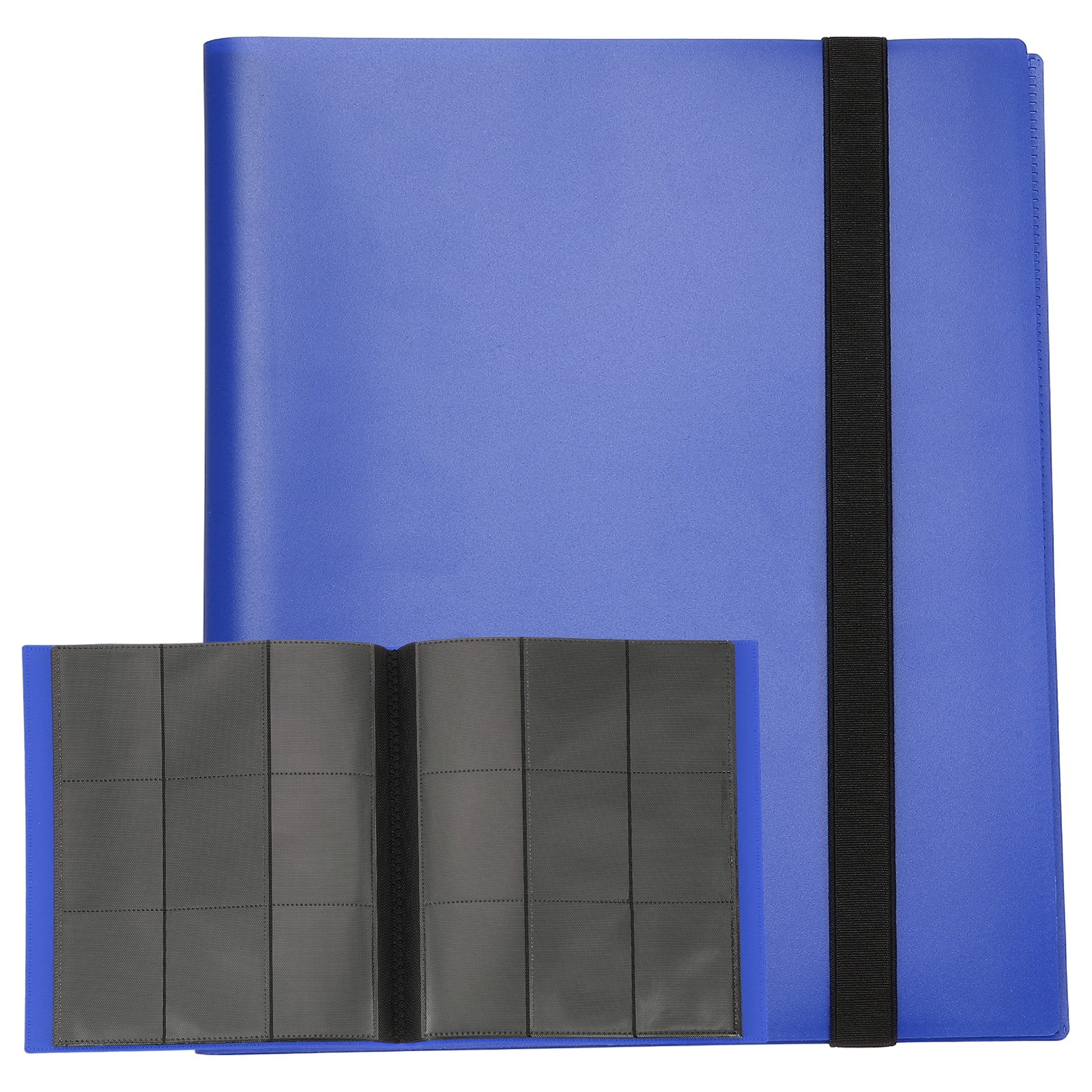 Unique Bargains - 9 Pocket Trading Card Binder, PU Cover 540 Side Loading Card Album Folder for TCG Game Sports Cards - Dark Blue