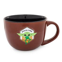 Silver Buffalo - Star Wars: The Mandalorian Grogu "Snack Time" Ceramic Soup Mug | 24 Ounces - Brown