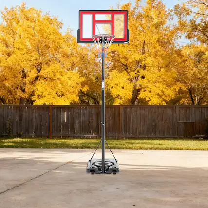 Front. Anysun - Outdoor Basketball Hoop - 4.2-10ft Adjustable Height, Portable Goal System, 44" Shatterproof Backboard - Red.