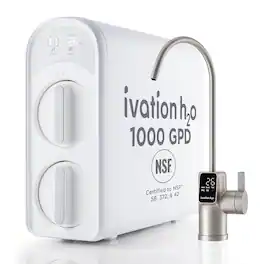 Ivation - H2O 1000 GPD Tankless RO Water Purifier, 8-Stage Filter, NSF Certified, LED Faucet - White