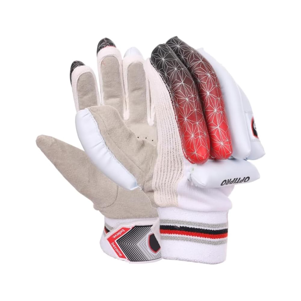 Amber Sporting Goods - Amber Fight Gear Optipro Cricket Batting Gloves, Premium Grip, Ventilated, Lightweight – Medium - White