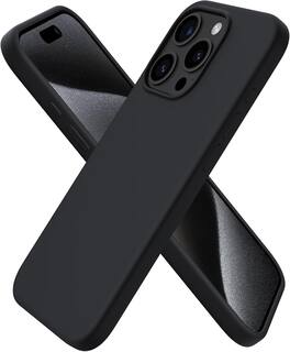 Ornarto - Compatible with iPhone 15 Pro Case 6.1", Slim Liquid Silicone Full Covered Protective Cover - Black
