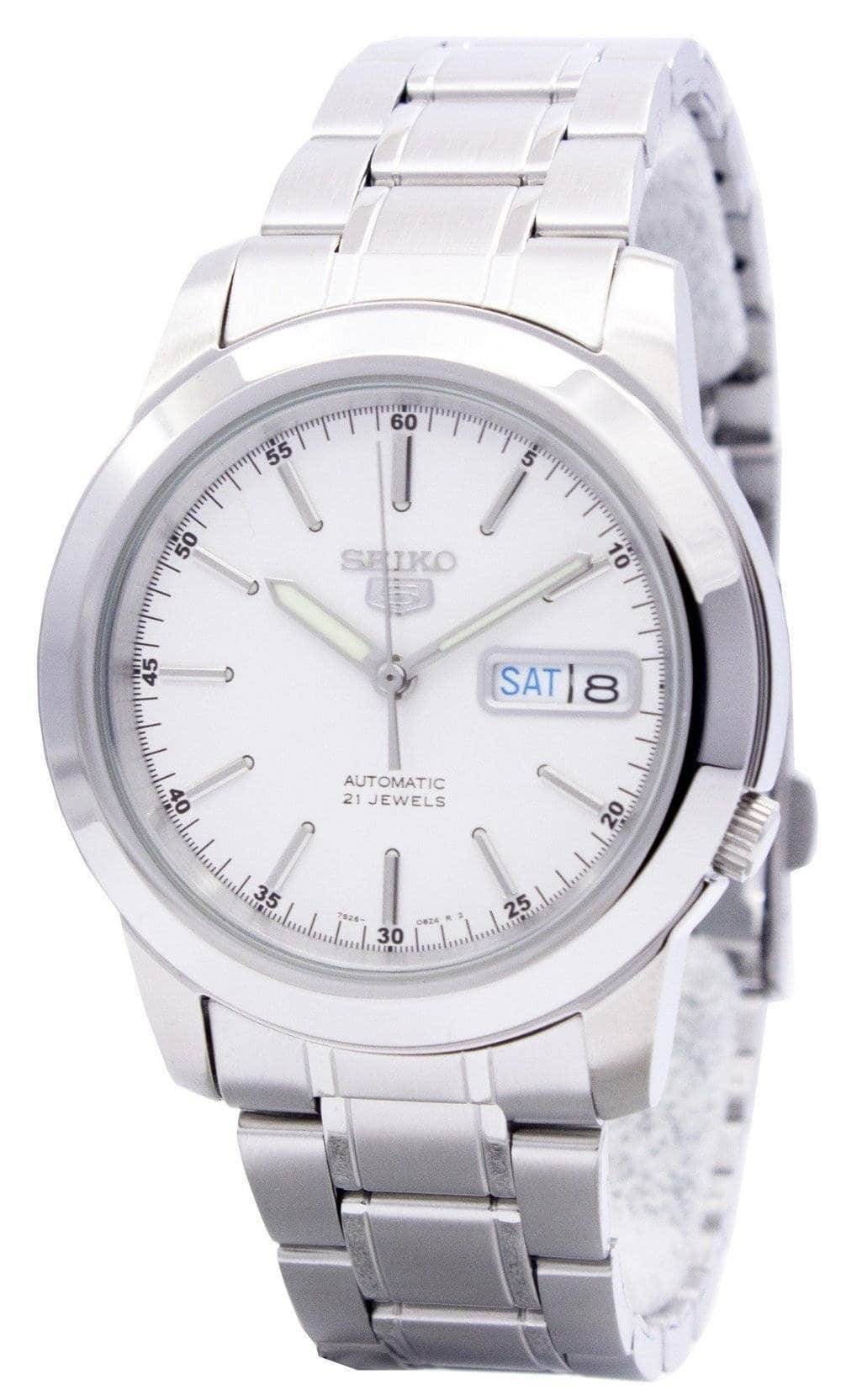 Seiko - 5 Automatic 21 Jewels Stainless Steel Dial SNKE49K1 30M Mens Watch - White