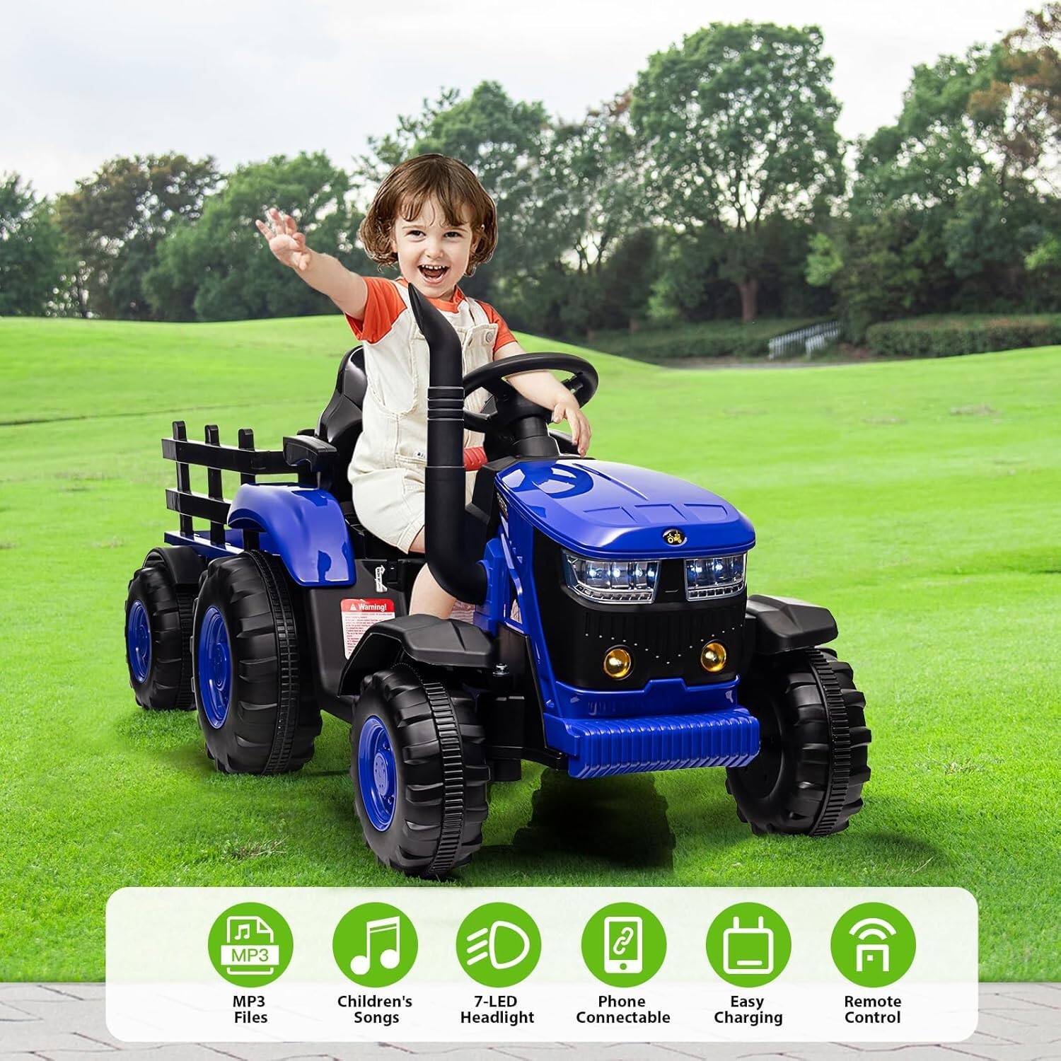 - MP3 Files
- Children's Songs
- 7-LED Headlight
- Phone Connectable
- Easy Charging
- Remote Control
