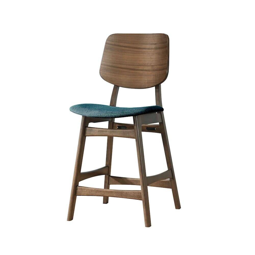 Alt View 1. New Classic Furniture - Oscar Wood Counter Chair in Walnut/Teal (Set of 2) - Blue.