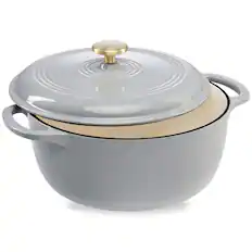 Front. Best Choice Products - Best Choice Products 6 Quart Enamel Cast-Iron Dutch Oven, Heavy-Duty Cookware w/ Dual Handles, Lid - French Gray - French Gray.