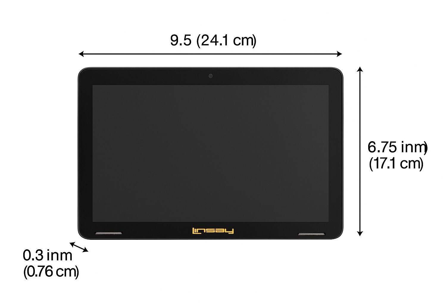 9.5 (24.1 cm)  
6.75 in (17.1 cm)  
0.3 in (0.76 cm)