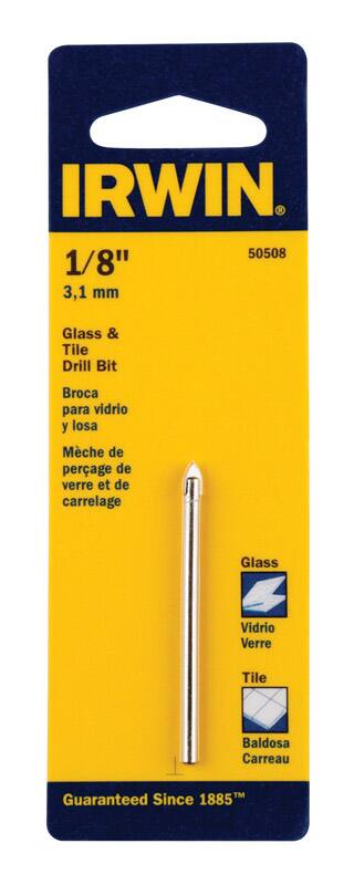 IRWIN  
1/8" 3.1 mm  
Glass & Tile Drill Bit  
Broca para vidrio y losa  
Mèche de percage de verre et de carrelage  
Guaranteed Since 1885™