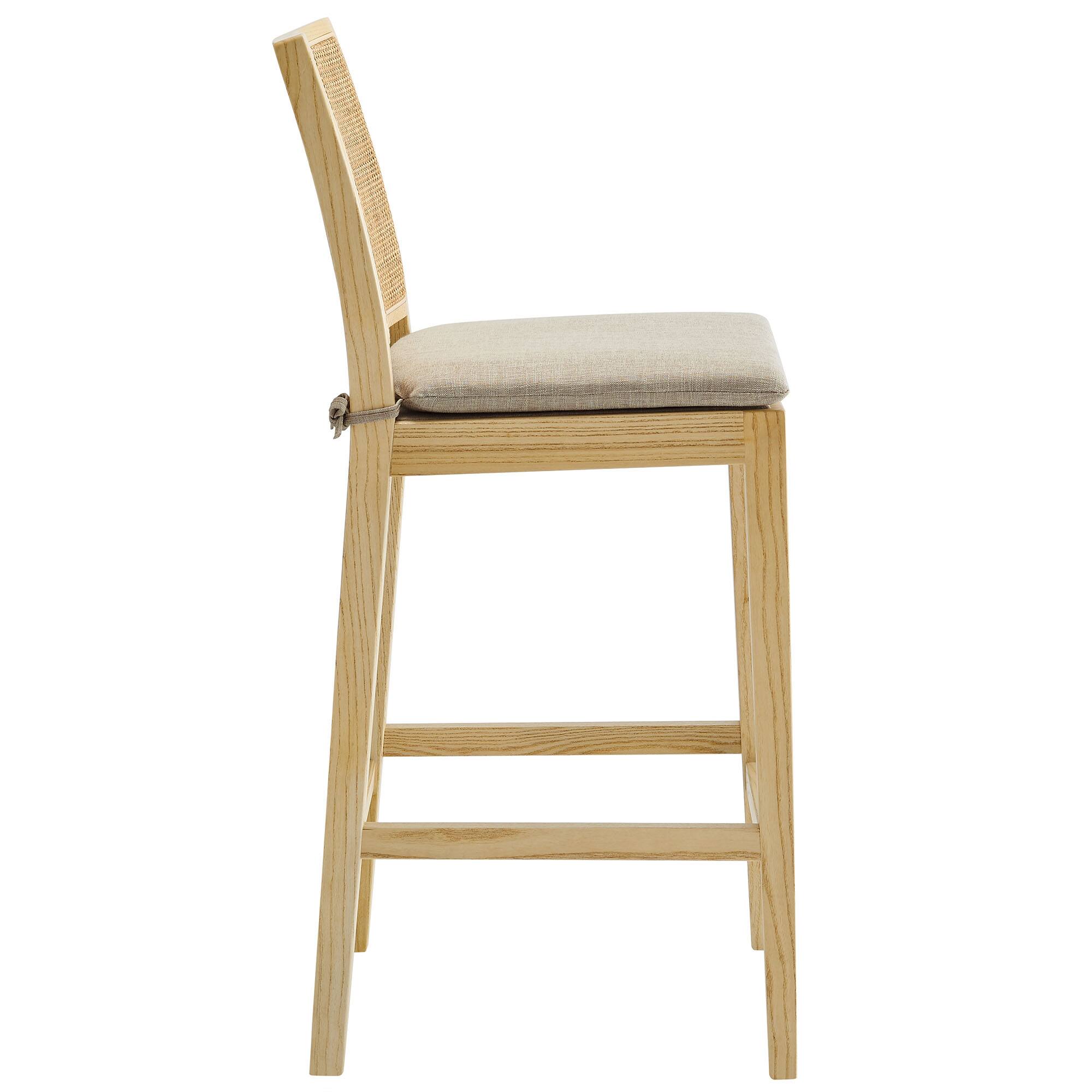 Back. Modway - Ovard Wood and Rattan Counter Stool - Brown.