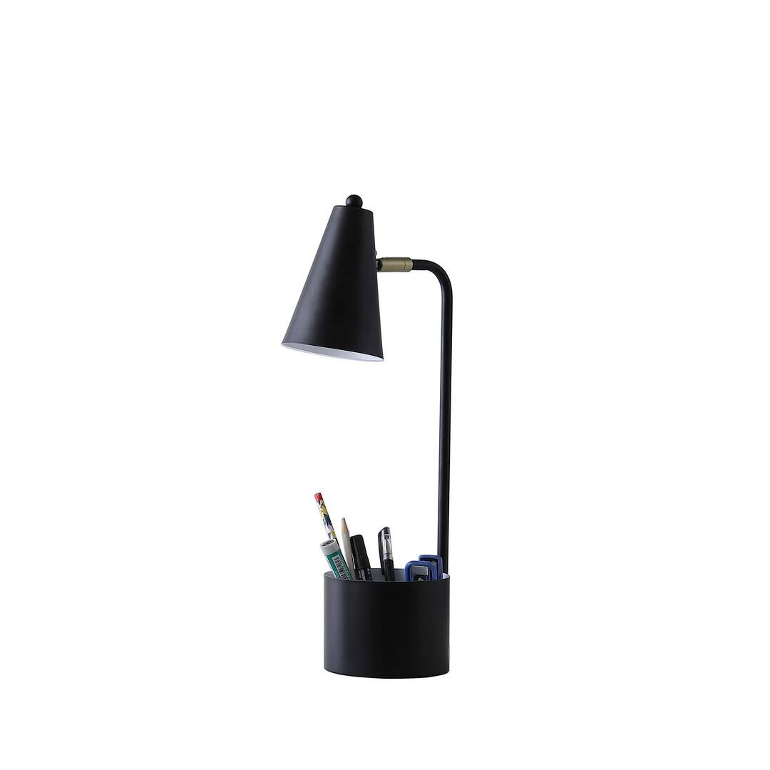 Alt View 1. MOOSOO - 19.5" Desk Lamp with Organizer for Students, Black Metal Task Lamp with Organizer - Black.