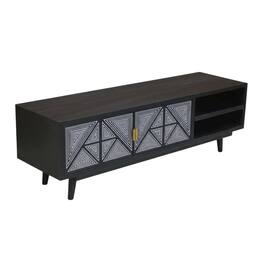 Starlight Canyon Home - Art Deco TV Stand with 2 Doors and Engineered Wood Construction - Black