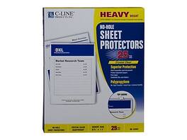 C-line - Heavyweight No-Hole Sheet Protectors, 8-1/2" x 11", 25/Box - Clear