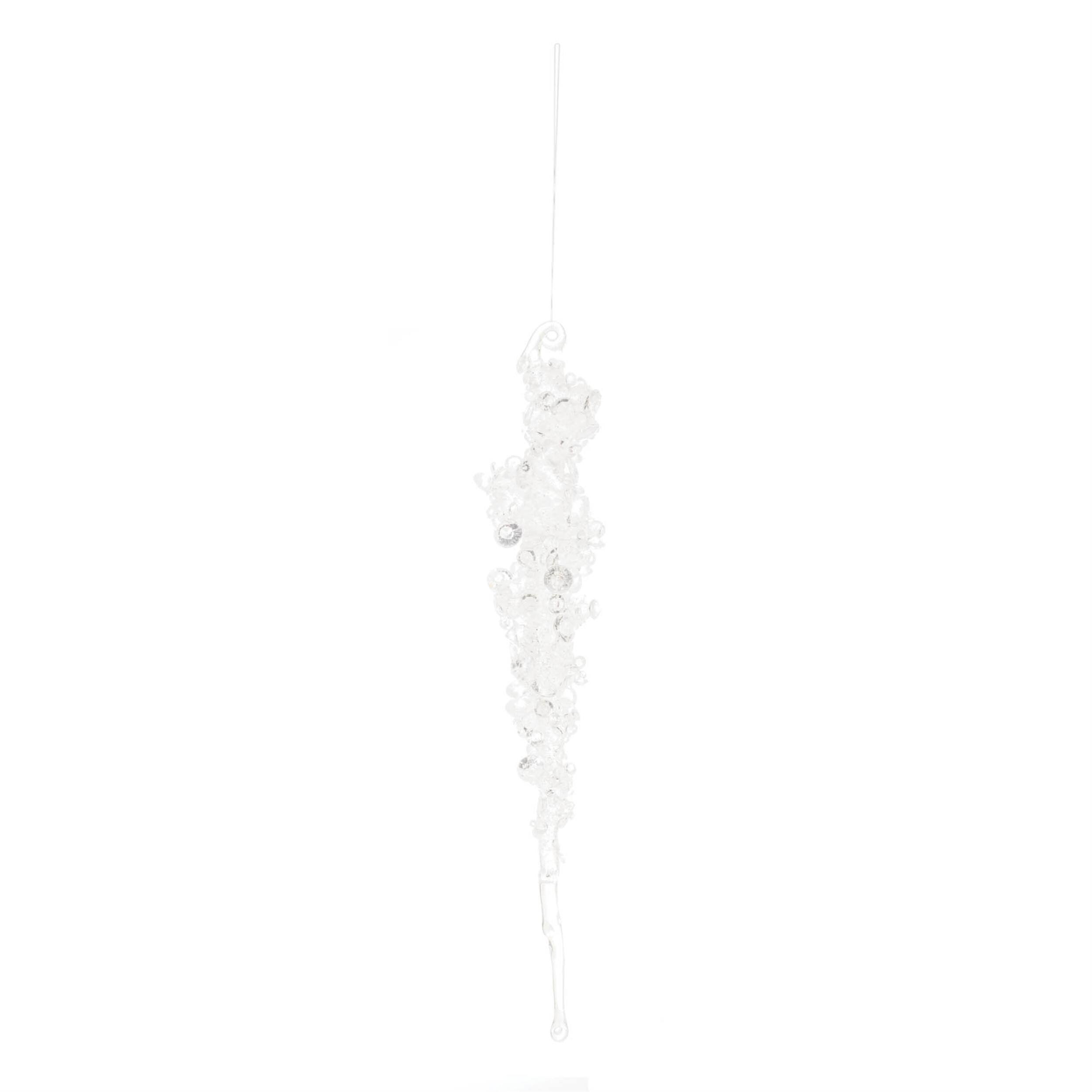Angle. BreeBe - Glittered Icicle Drop Ornament (Set of 24) - White.