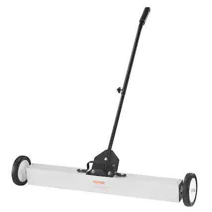 Front. VEVOR - 55Lbs Rolling Magnetic Sweeper with Wheels,Push-Type Magnetic Pick Up Sweeper, 36-inch Large Magnet Pickup Lawn Sweeper - Black;White.